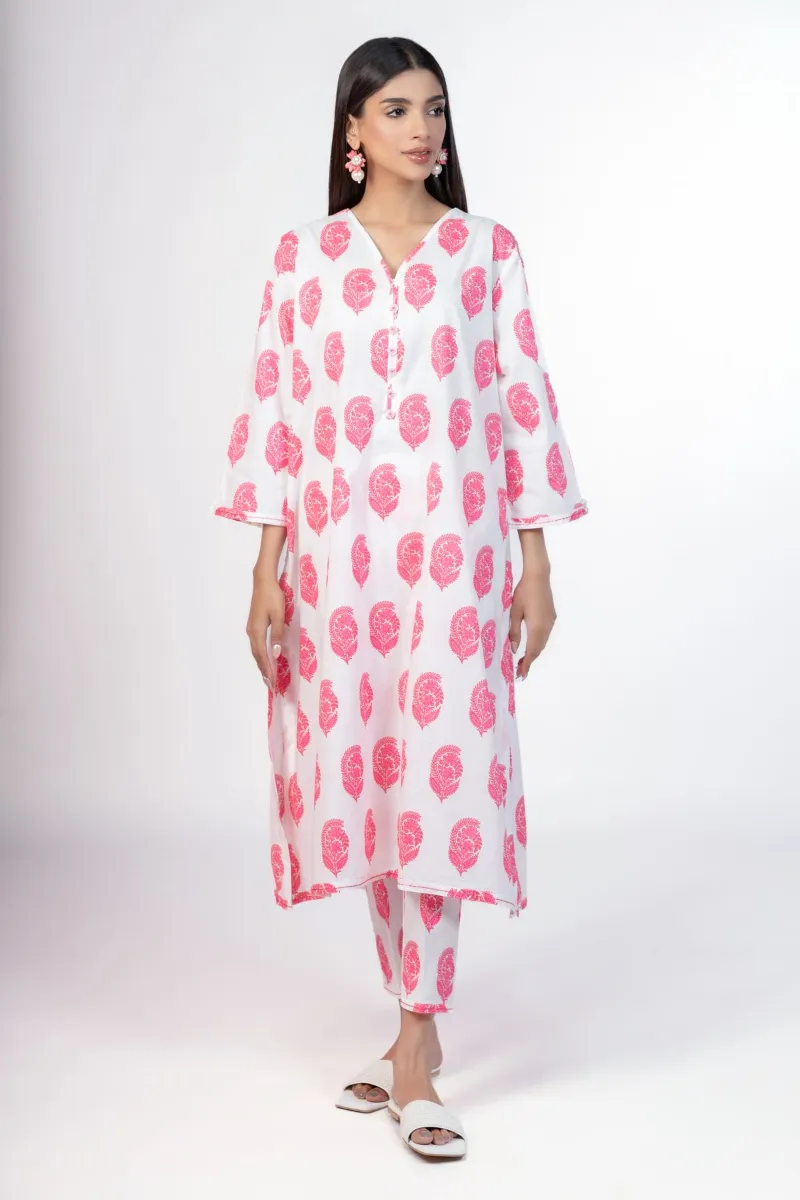 2 Piece Kurta | Embroidered & Pants | Pink