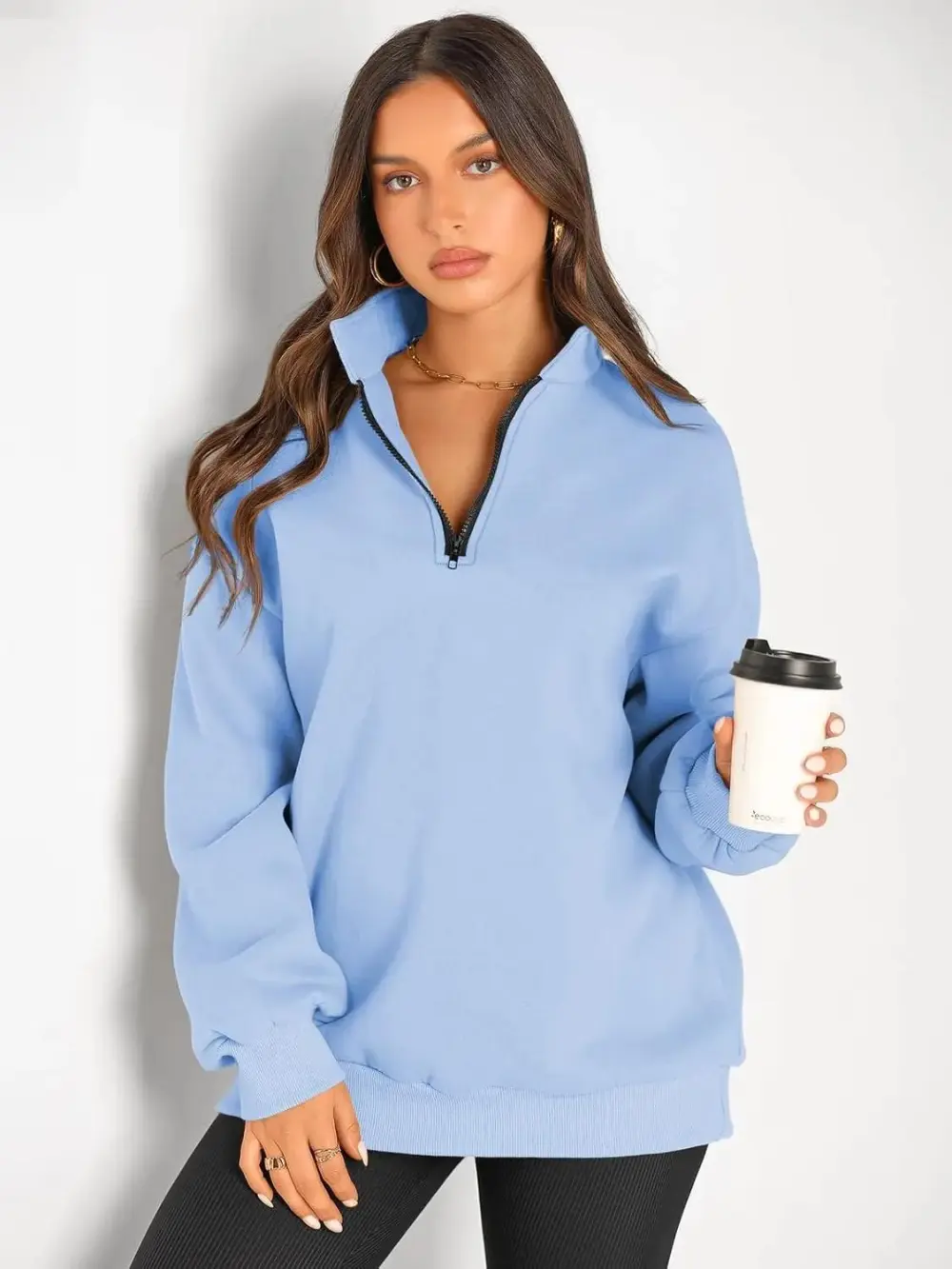 Oversized Sweatshirts Half Zip Pullover Long Sleeve