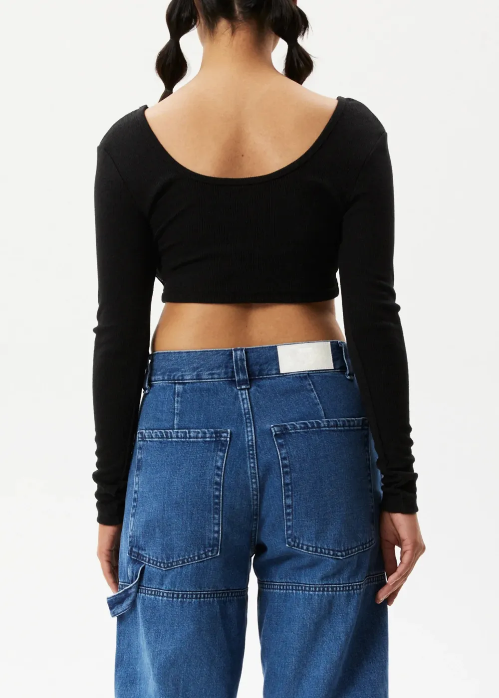 MILLA - HEMP RIBBED LONG SLEEVE CROPPED TOP