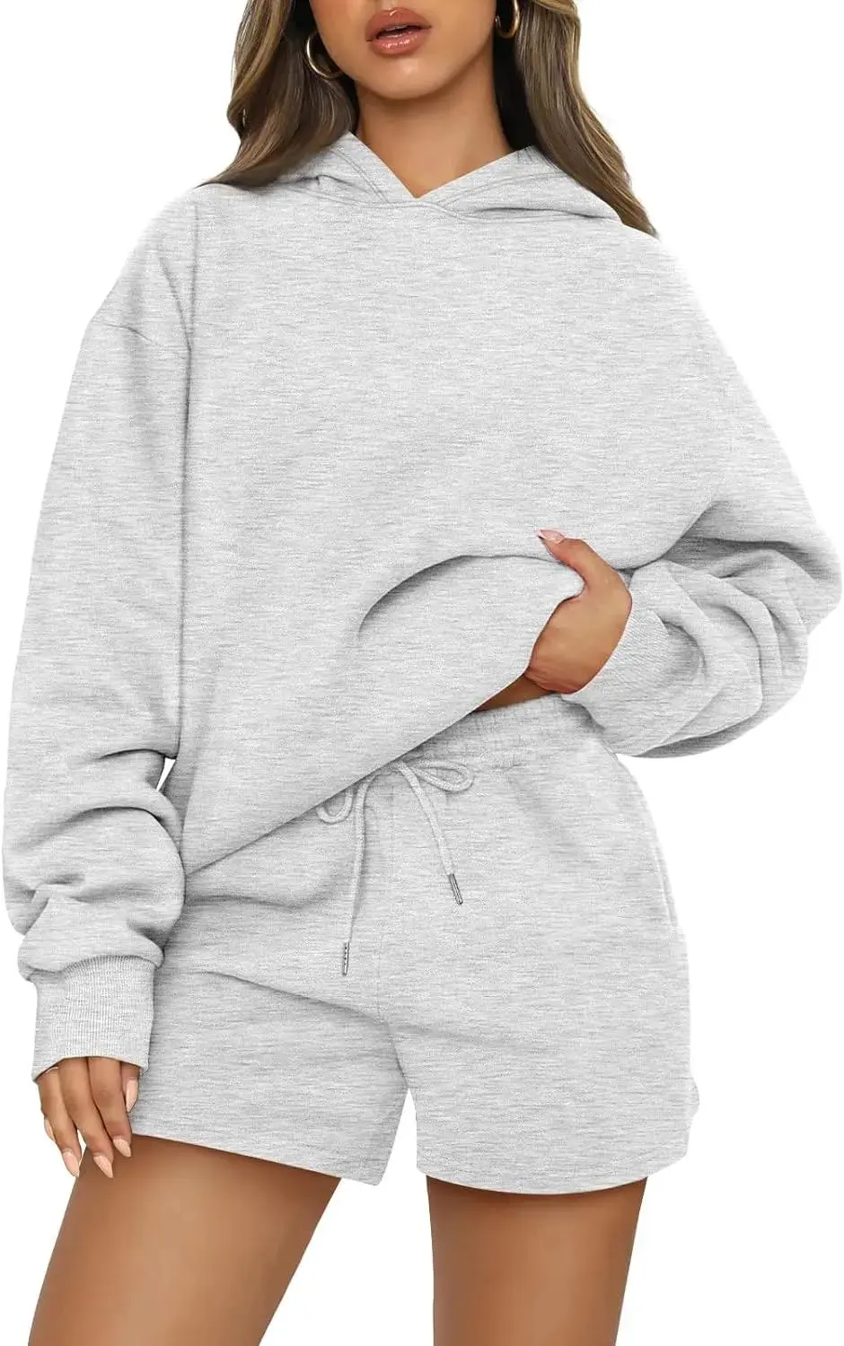 2 Piece Oversized Hoodies Sweat Shorts Sweatsuit Lounge Sets