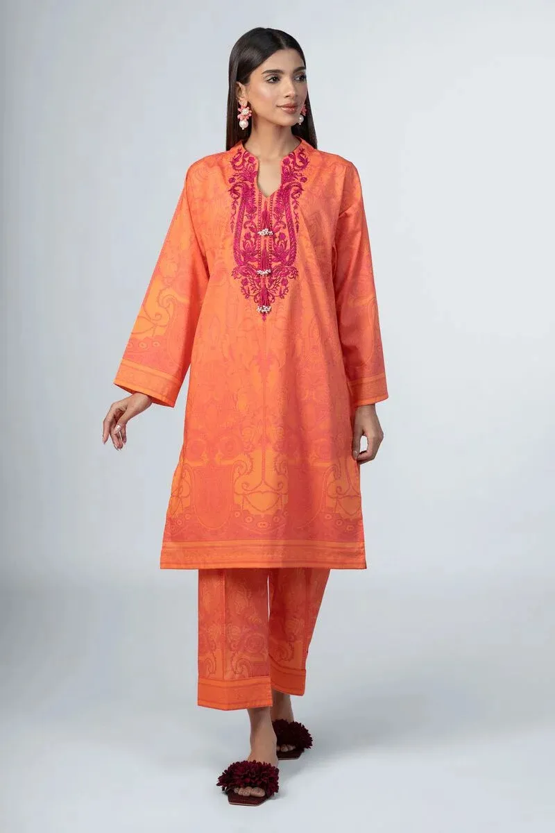 2 Piece | Kurta & Pants | Color Orange