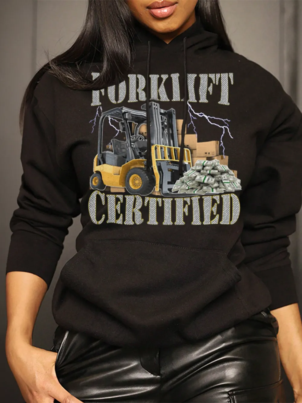 Forklift Certified Funny Pattern Printed Hoodie