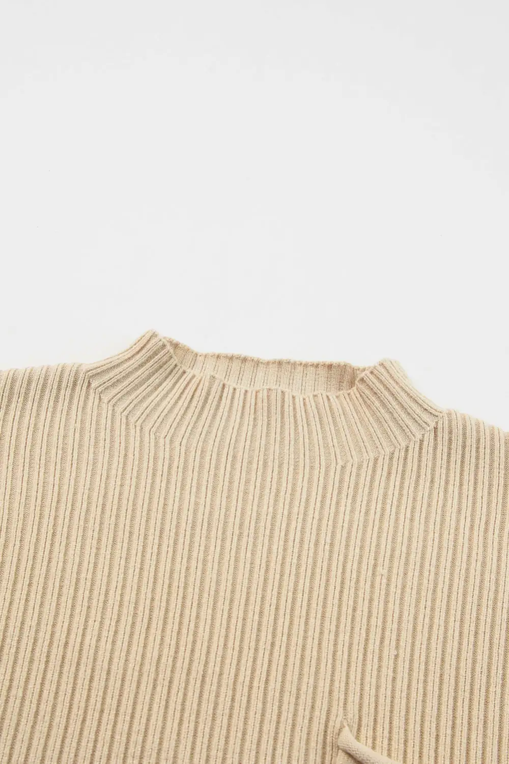 Patch Pocket Ribbed Knit Short Sleeve Sweater