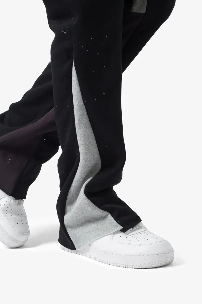 CONTRAST BOOTCUT BLACK SWEATPANTS