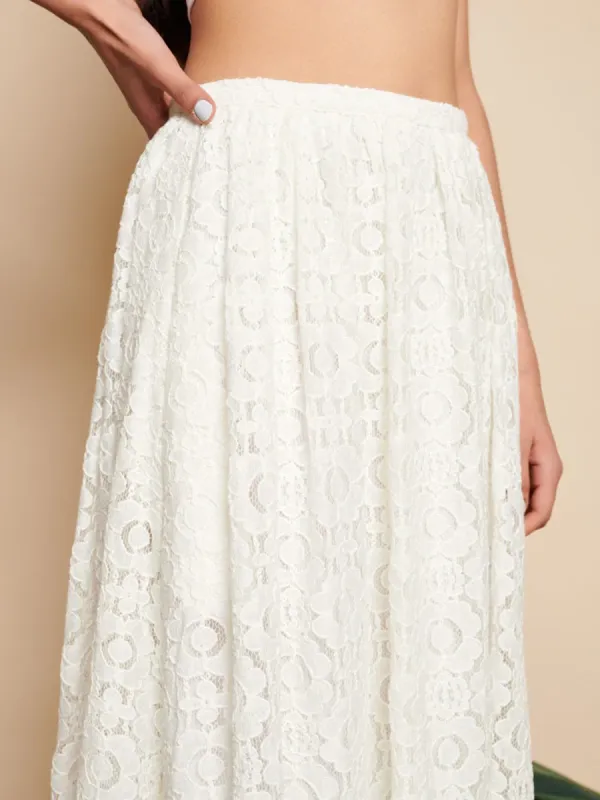 Vanilla Lace Midi Skirt