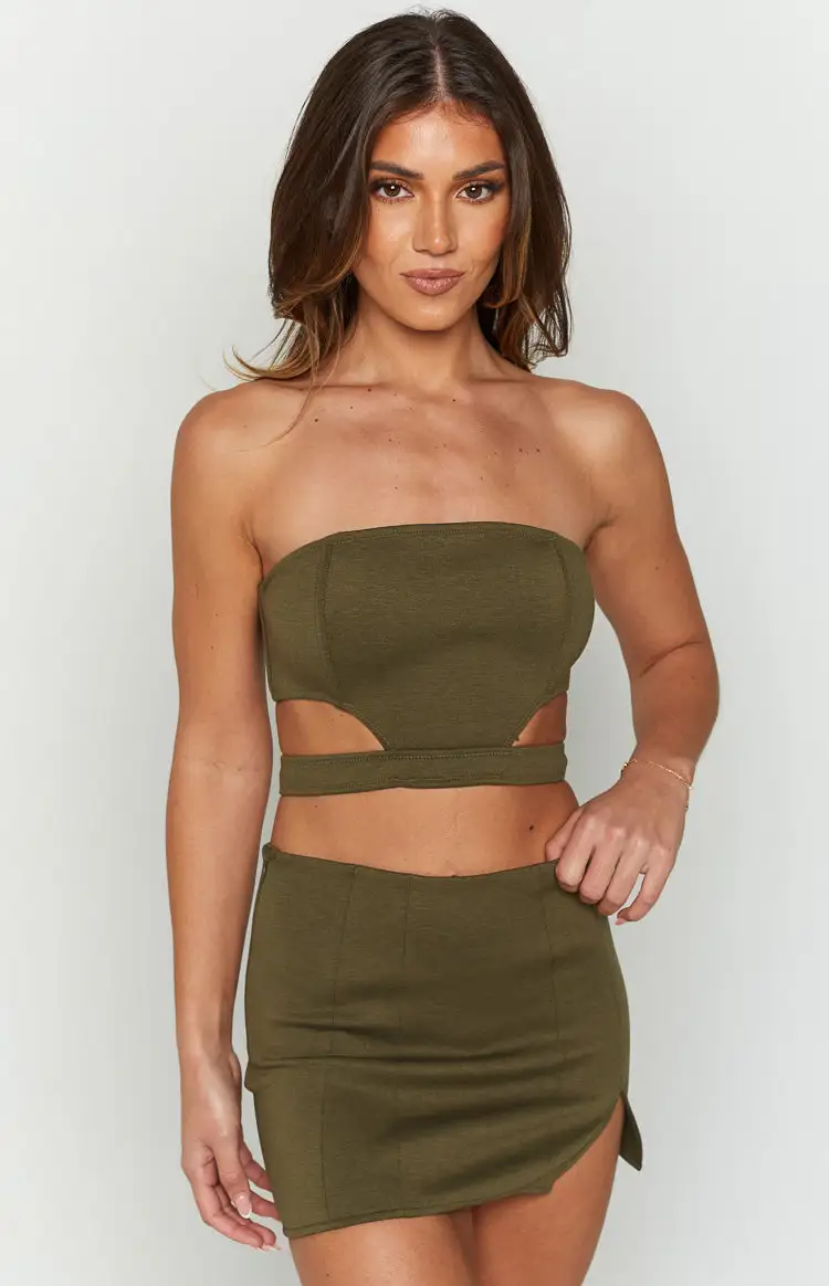 Emerson Green Strapless Crop Top