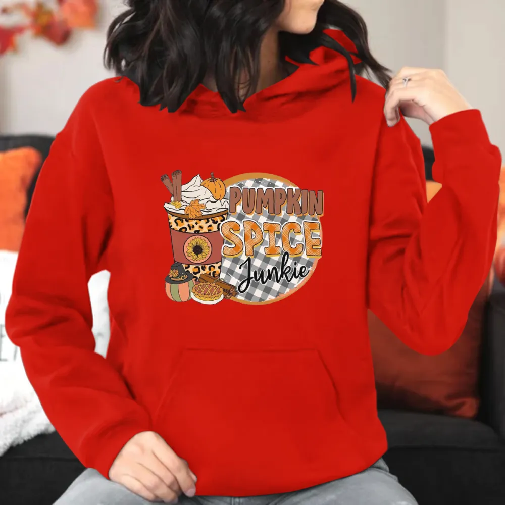 Pumpkin Spice Junkie Printed Hoodie