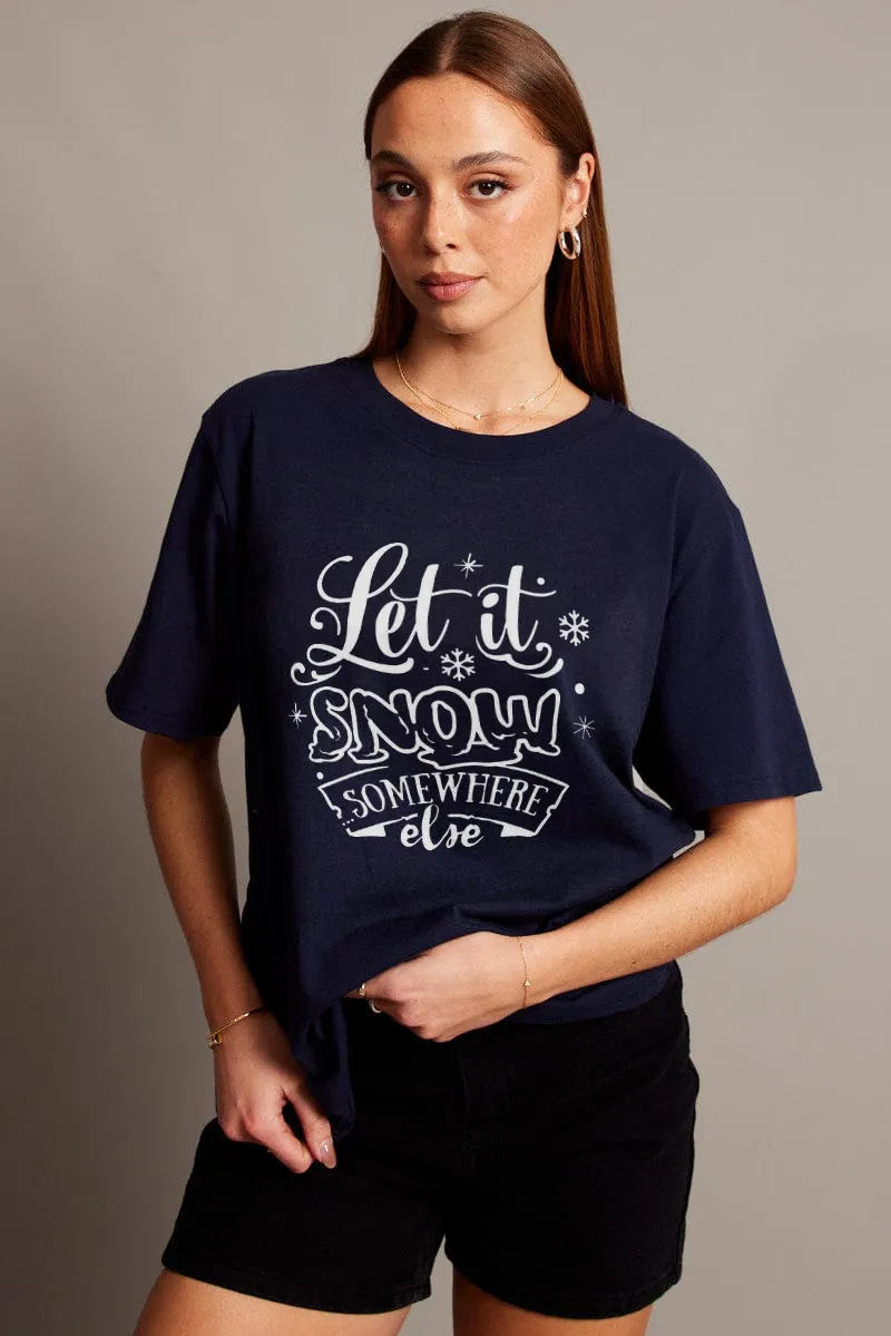 Women's letter and dice printed T-shirt