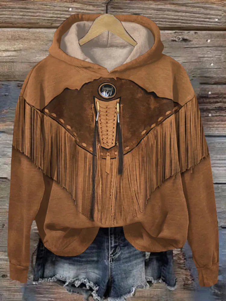 Western Tribal Tassels Printed Casual Sweatshirt