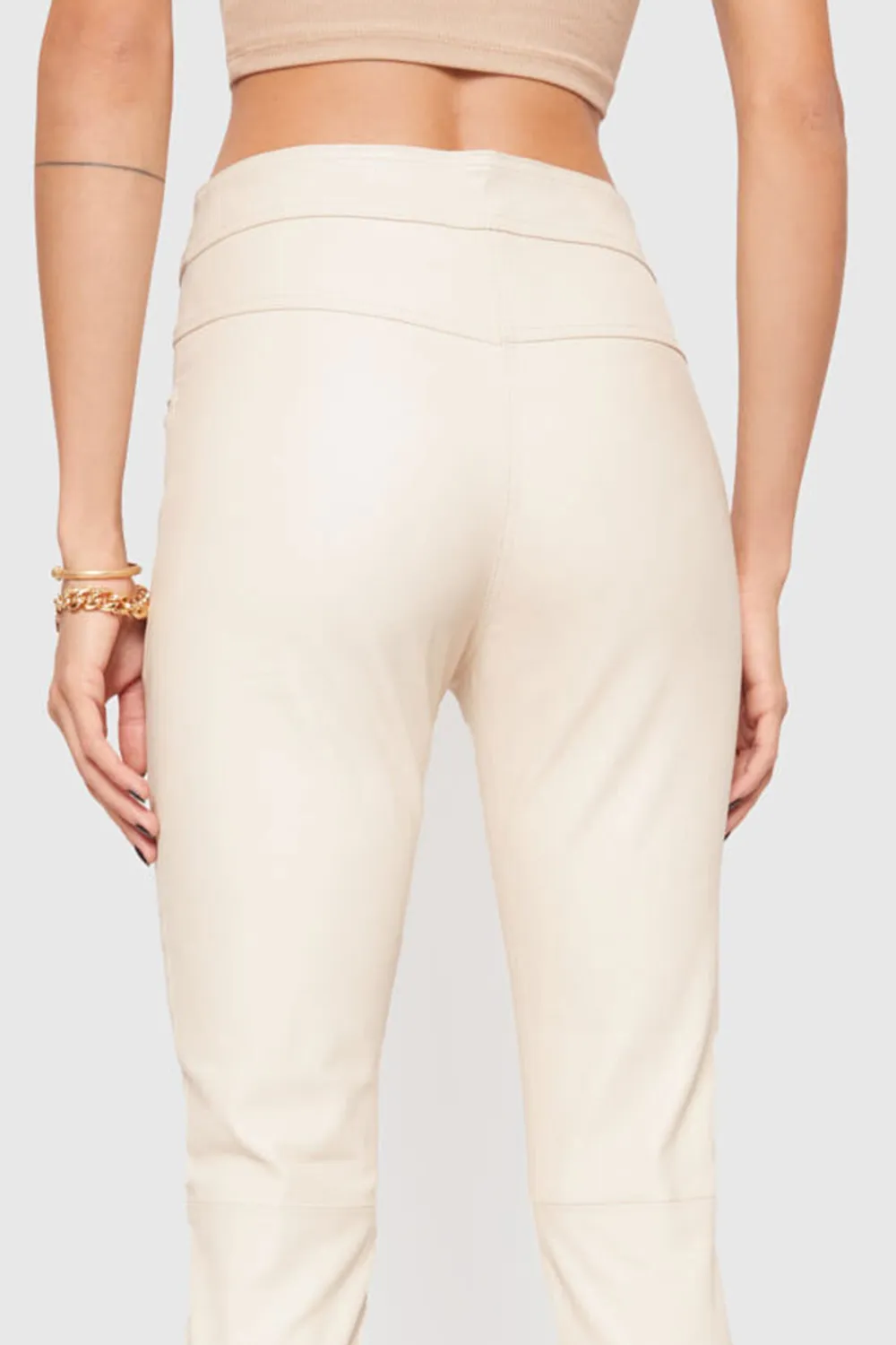 Cream Pocket Zip Pants