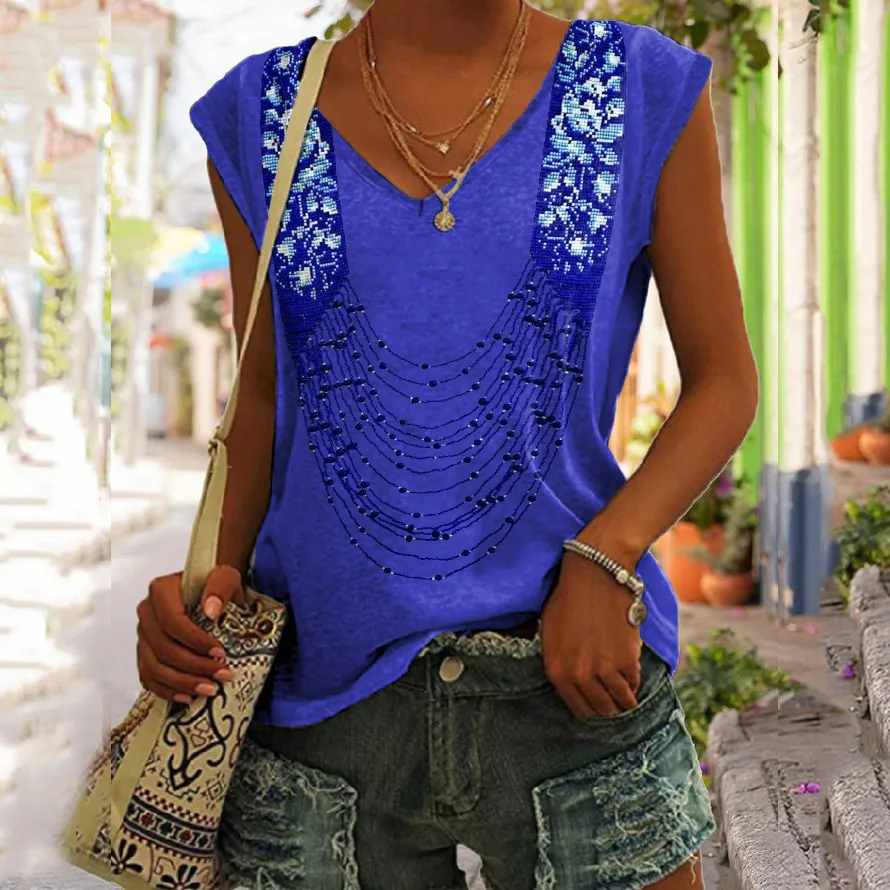 Vintage Floral Tassel Pattern Women's Tank Top