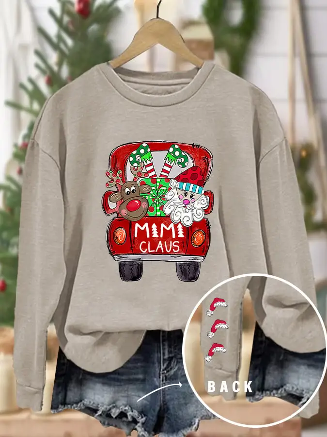 Women'S Casual Mimi, Grandma Claus Printed Long Sleeve Sweatshirt