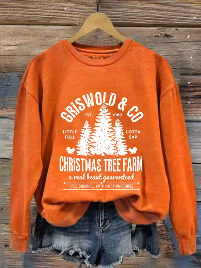 Women's Christmas Griswold Co Christmas Tree Farm Printed Sweatshirt