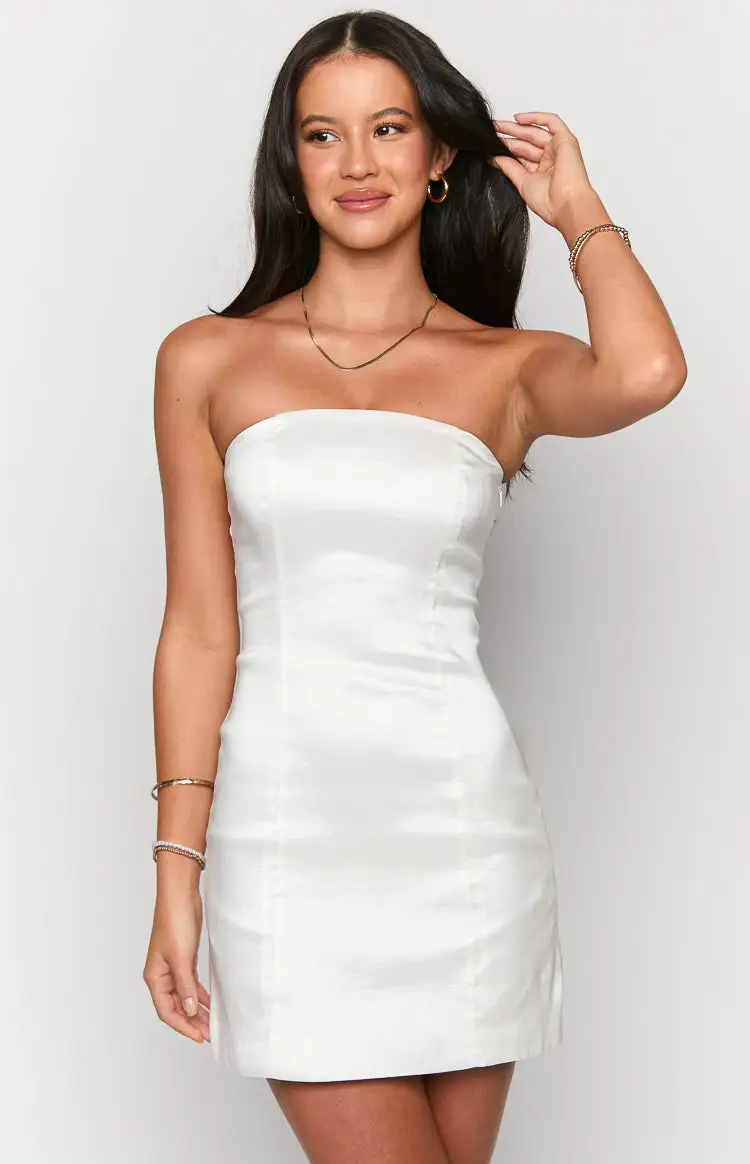 Frosting White Strapless Mini Dress