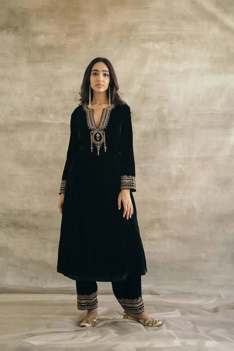 Silk Velvet Mughal Kurta Set