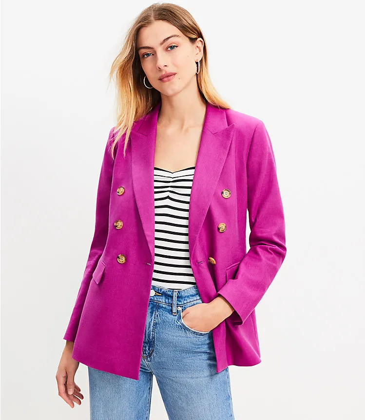 Cotton Linen Double Breasted Blazer