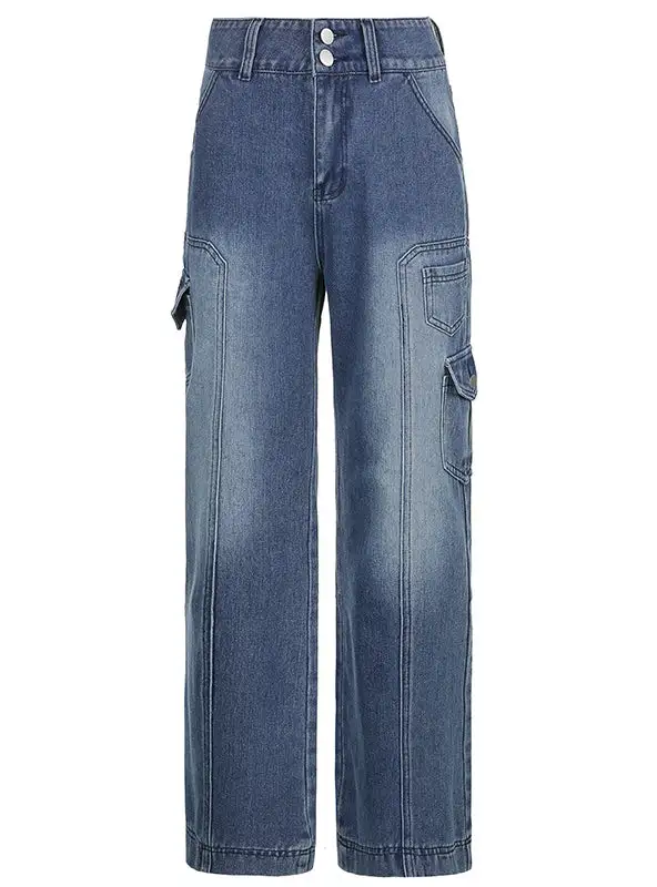 Women's High Waist Straight Loose Wide Leg Jeans