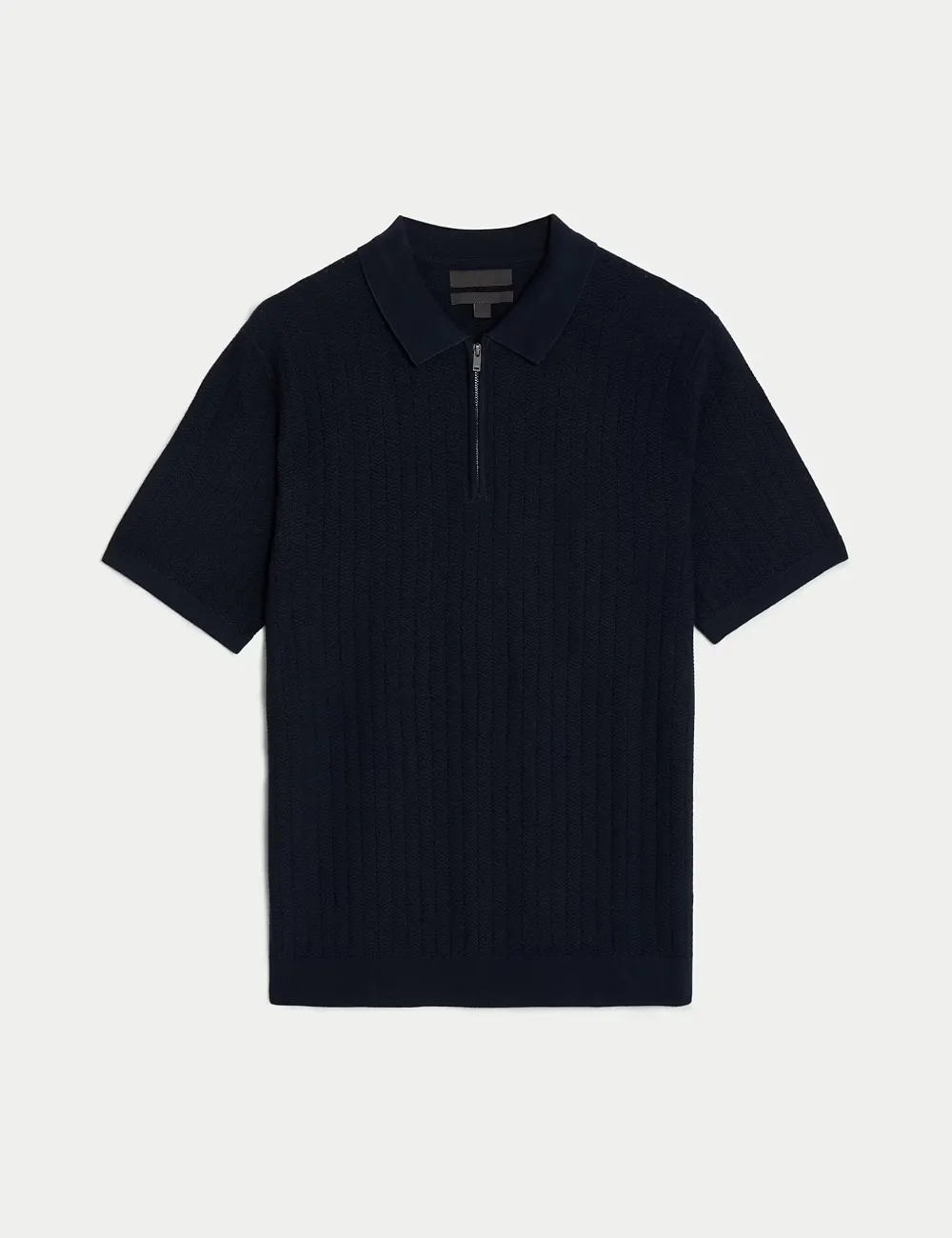 Cotton Rich Textured Knitted Polo Shirt