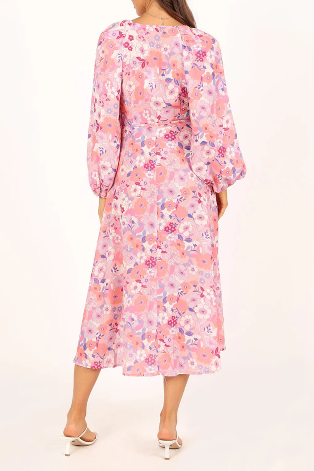 PHIONA LONG SLEEVE MIDI DRESS - PINK FLORAL