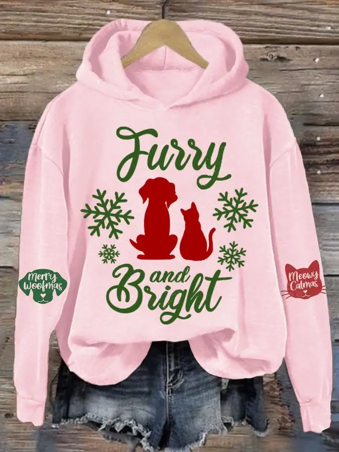 Women'S Christmas Furry And Bright Casual Printed Sweatshirt