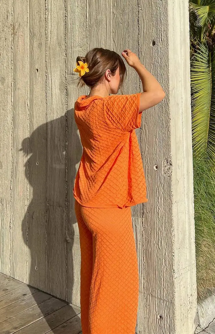 Zaida Orange Knit Pants