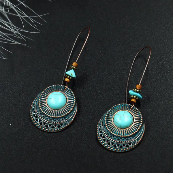 Alloy Creative Big Ear Hook Turquoise Earrings