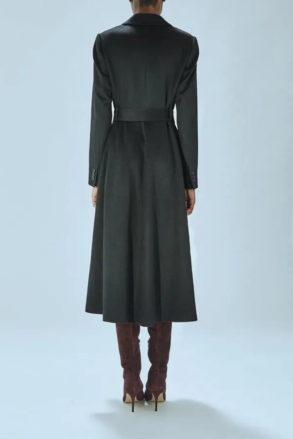 Black Belted Wool Coat