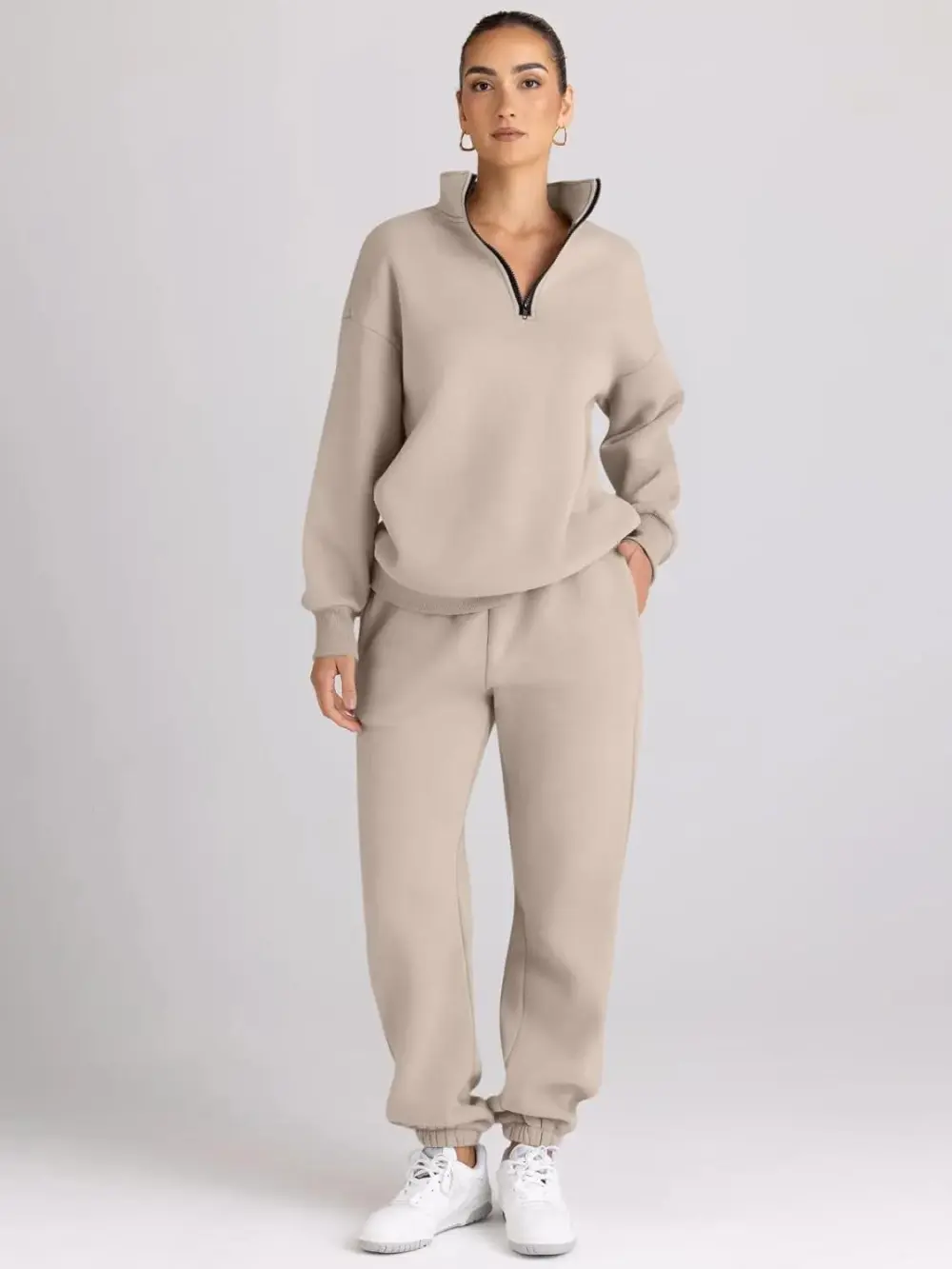 2 Piece Sweatsuits Long Sleeve Half Zip Pullover and Baggy Sweatpants