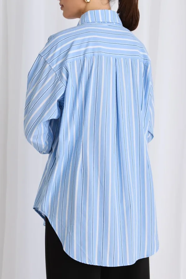 California Blue Stripe Poplin Oversized Shirt