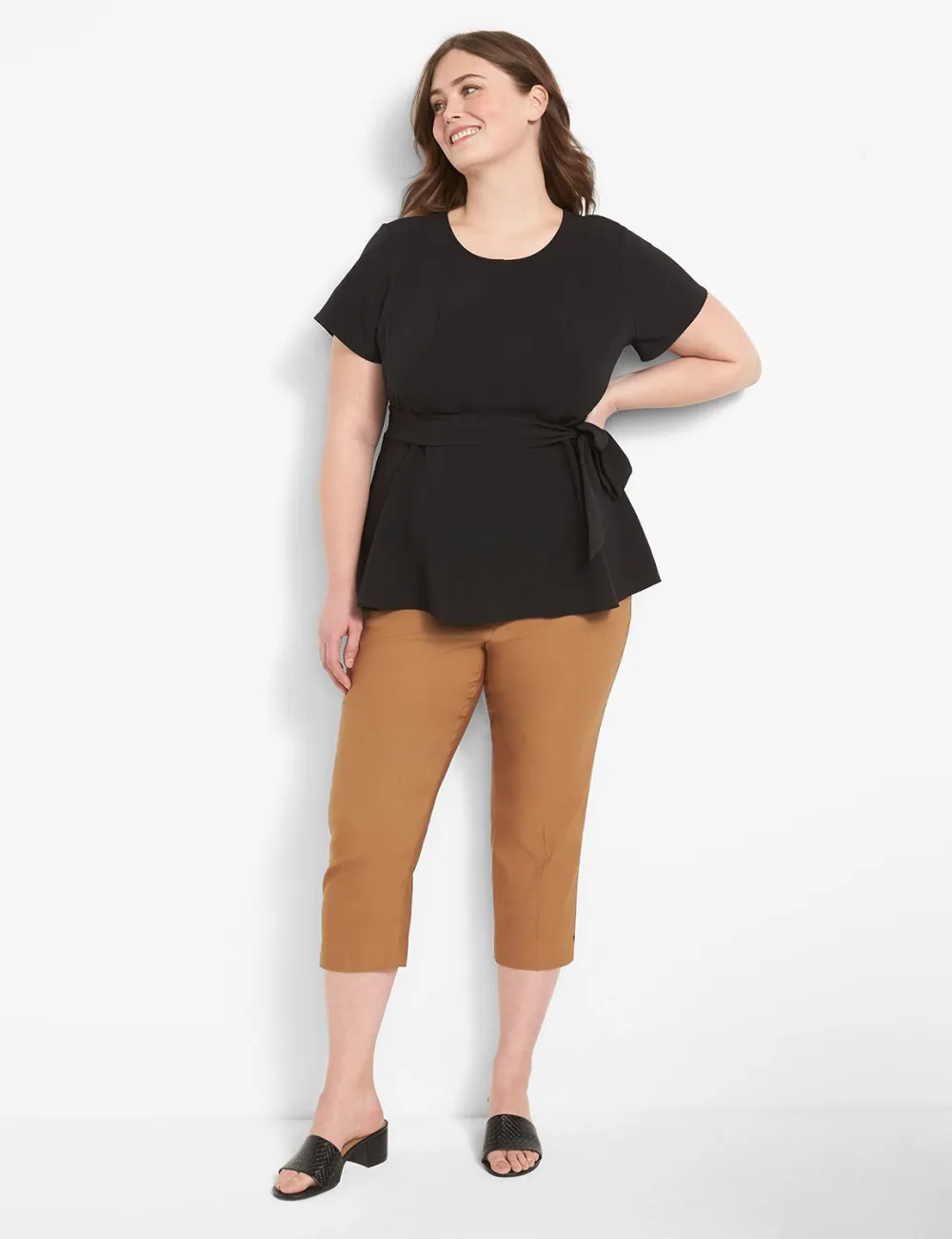 Fitted Short-Sleeve Crew-Neck Lena Top