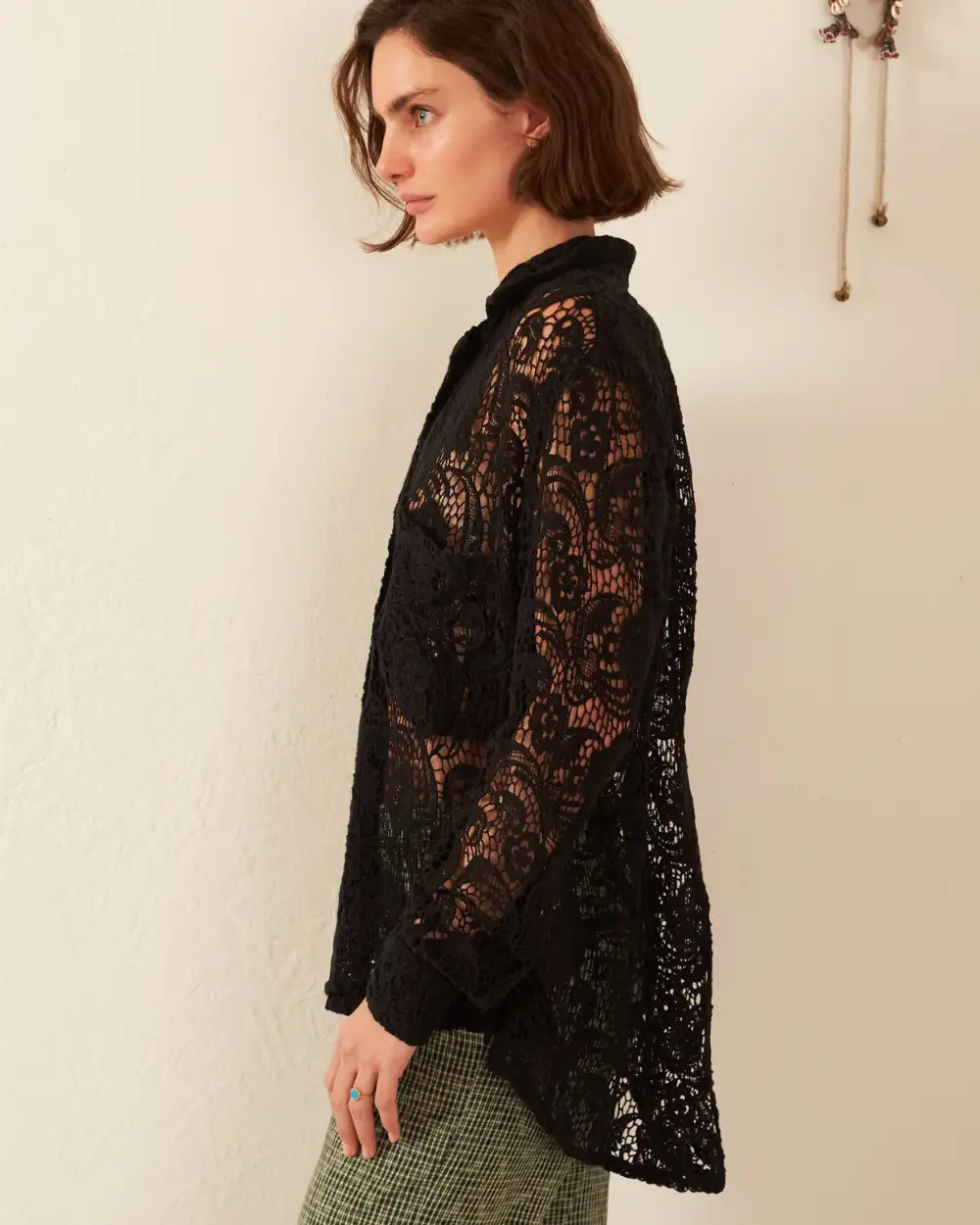 Patti Black Floral Lace Shirt