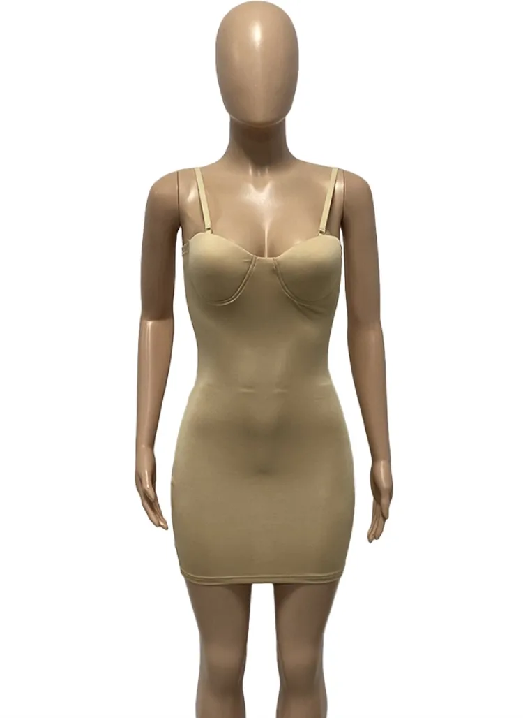 Women Summer Khaki Sexy Straps Mini Bodycon Dress