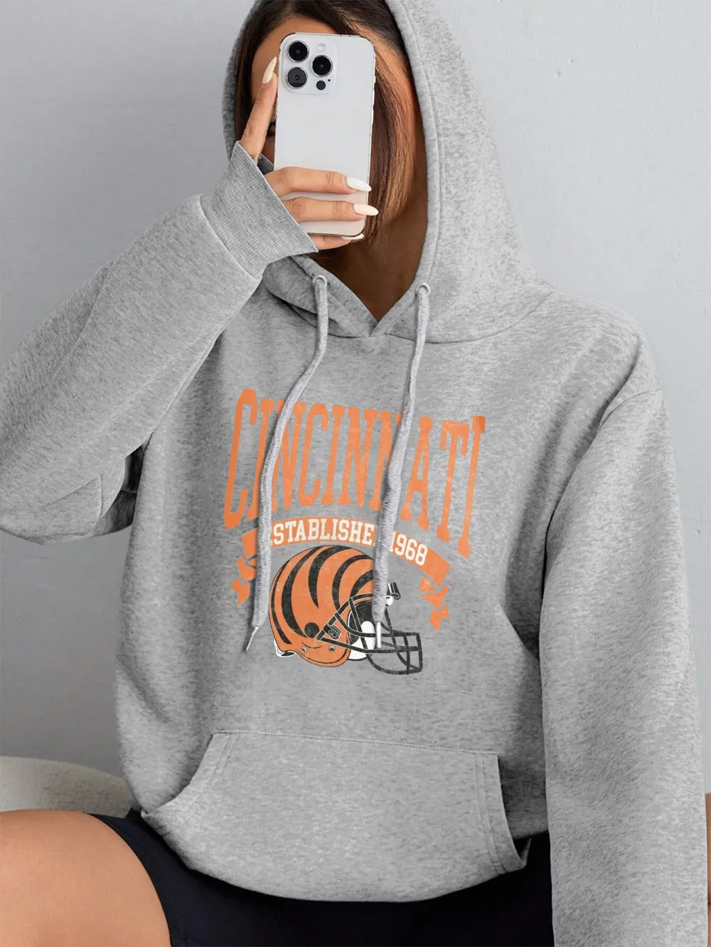 Grey Autumn Vintage Football Sweatshirt