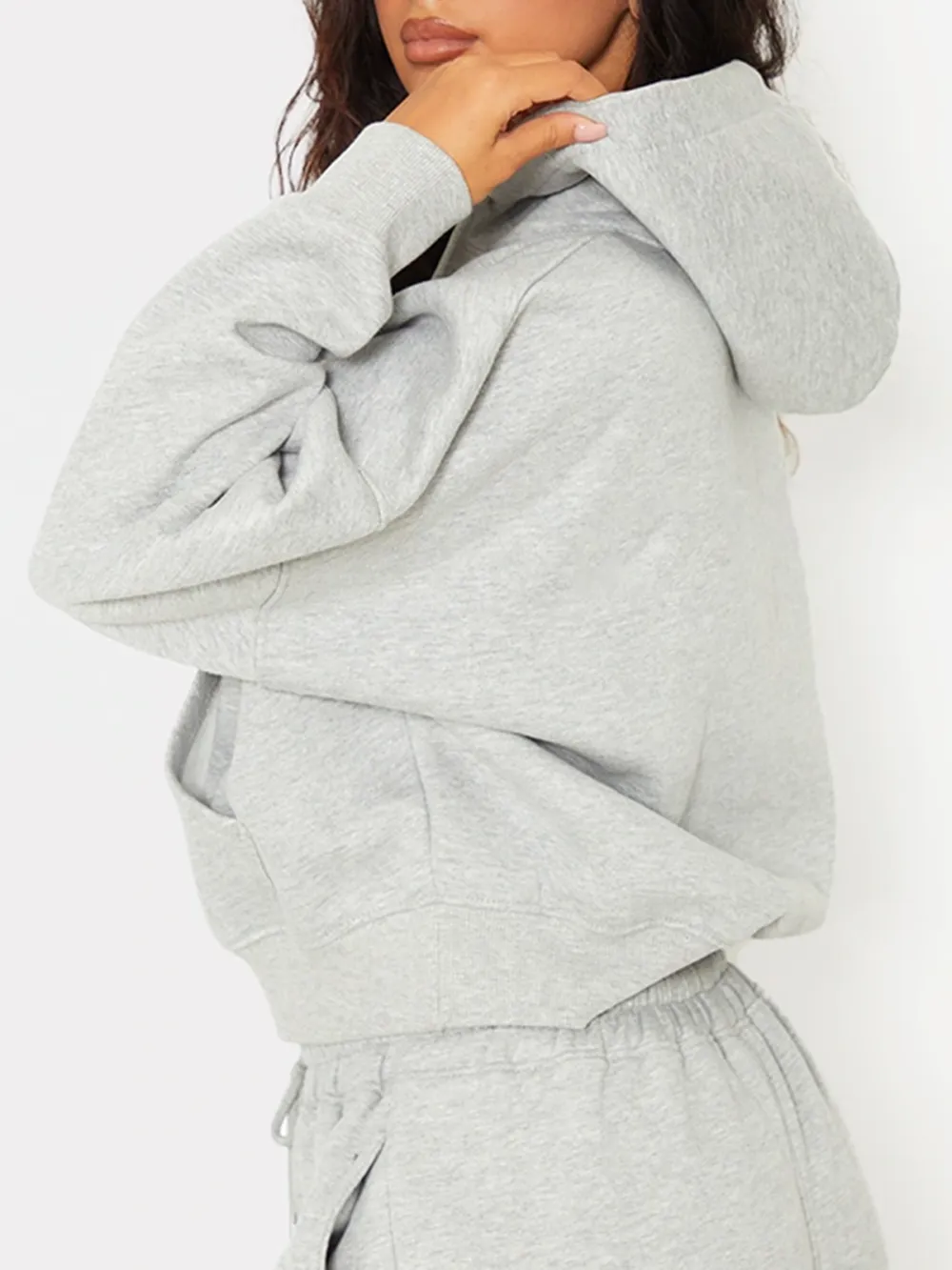 Grey Embossed Detail Hoodie