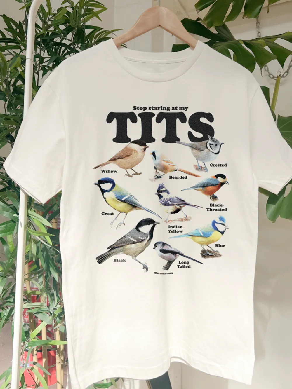 Stop Staring At My Tits Casual Printed Cotton T-shirt Bird lady T-shirt