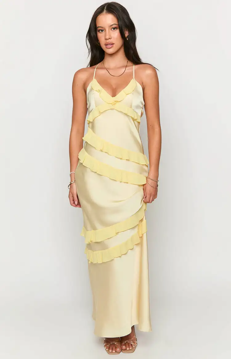 Inara Yellow Ruffle Maxi Dress