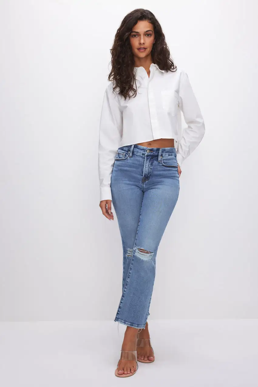 SOFT-TECH GOOD LEGS CROPPED MINI BOOT JEANS