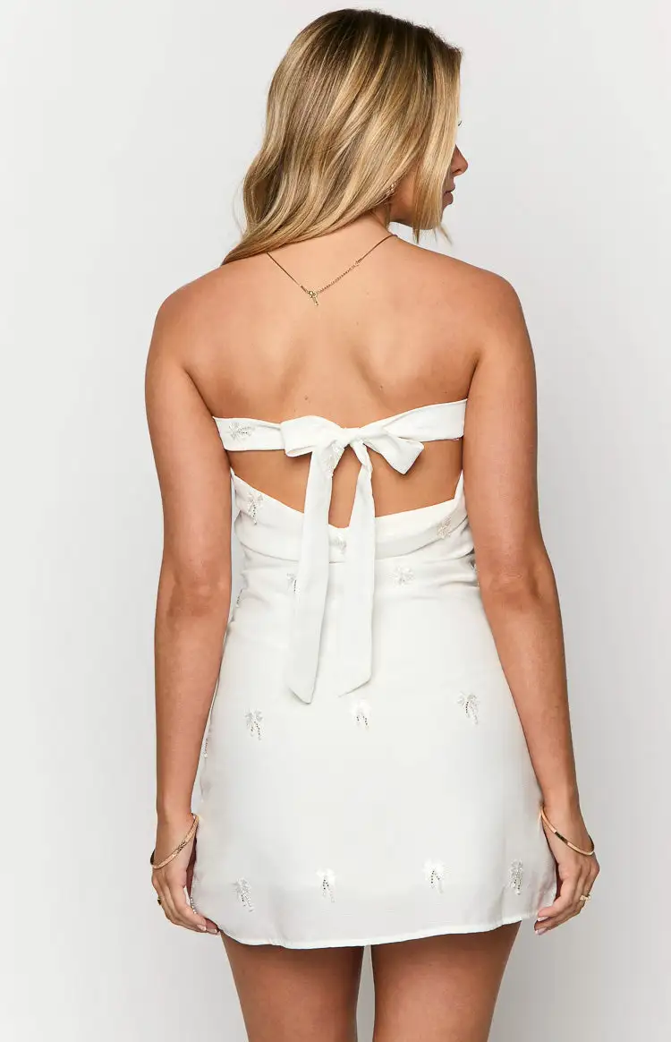 Ellie White Embellished Strapless Mini Dress