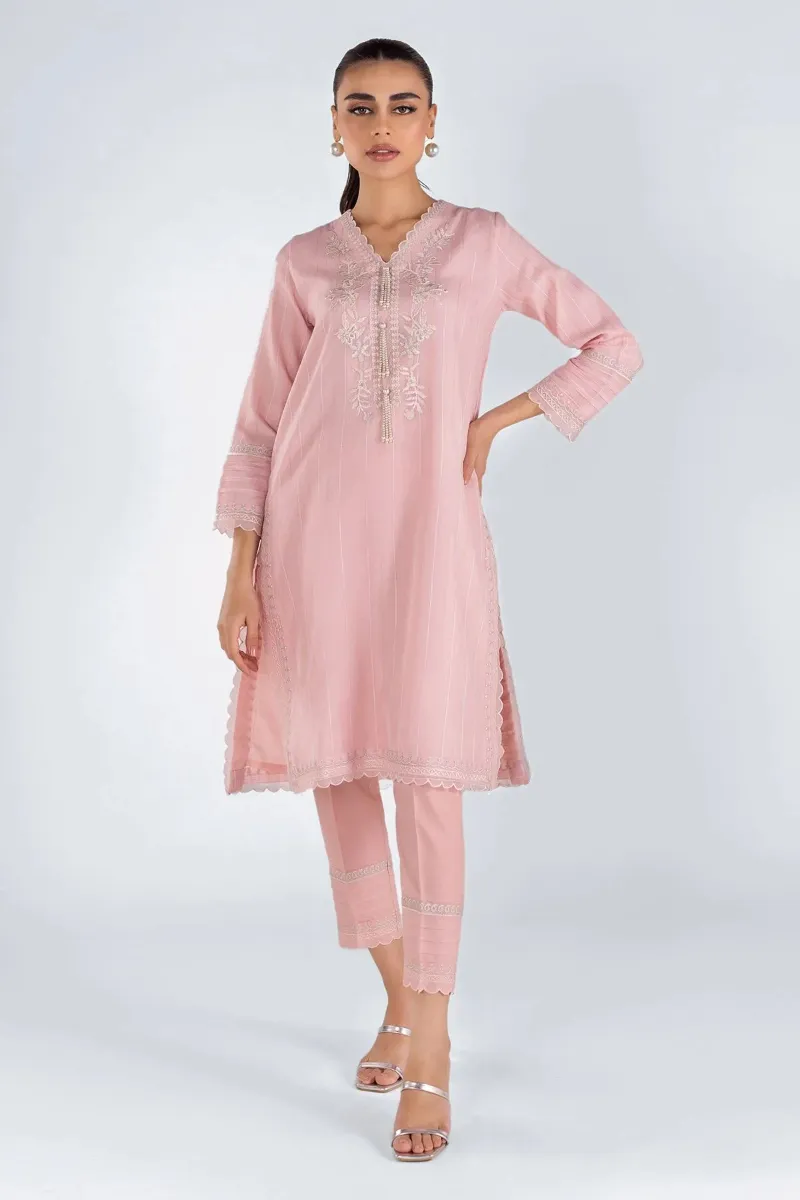 2 Piece Kurta | Embroidered & Pants | Pink