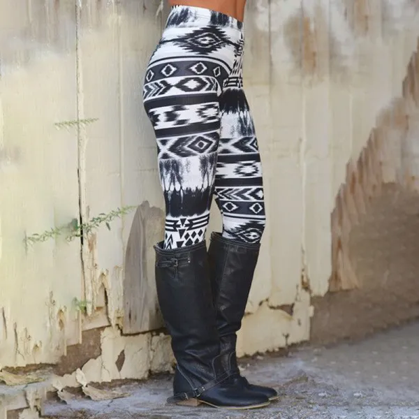 Geometric Western Print Casual Leggings