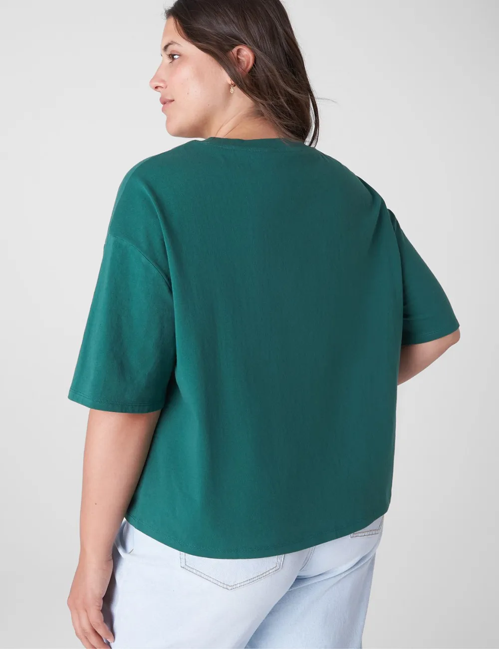 Relaxed Crop Elbow-Sleeve Crew-Neck Tee