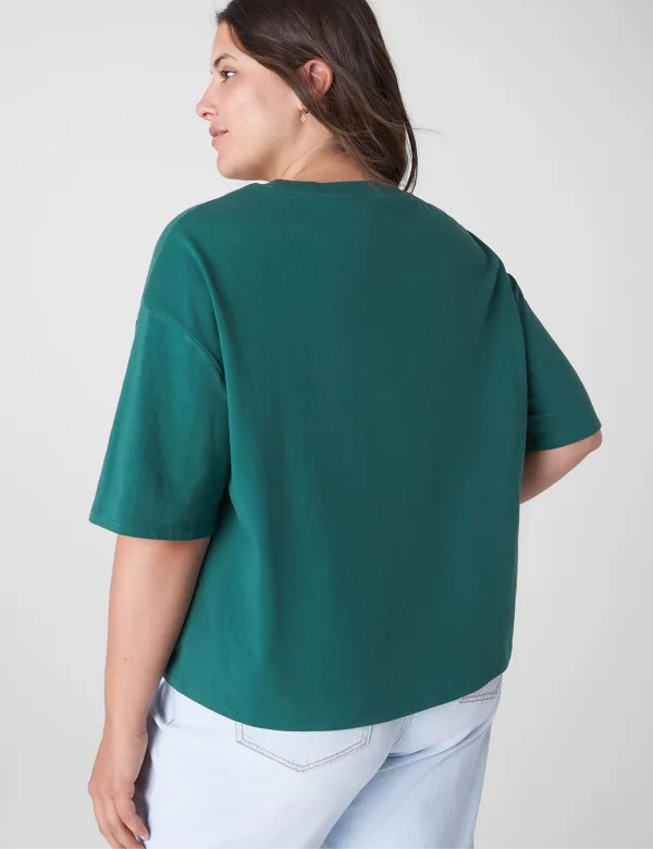 Relaxed Crop Elbow-Sleeve Crew-Neck Tee