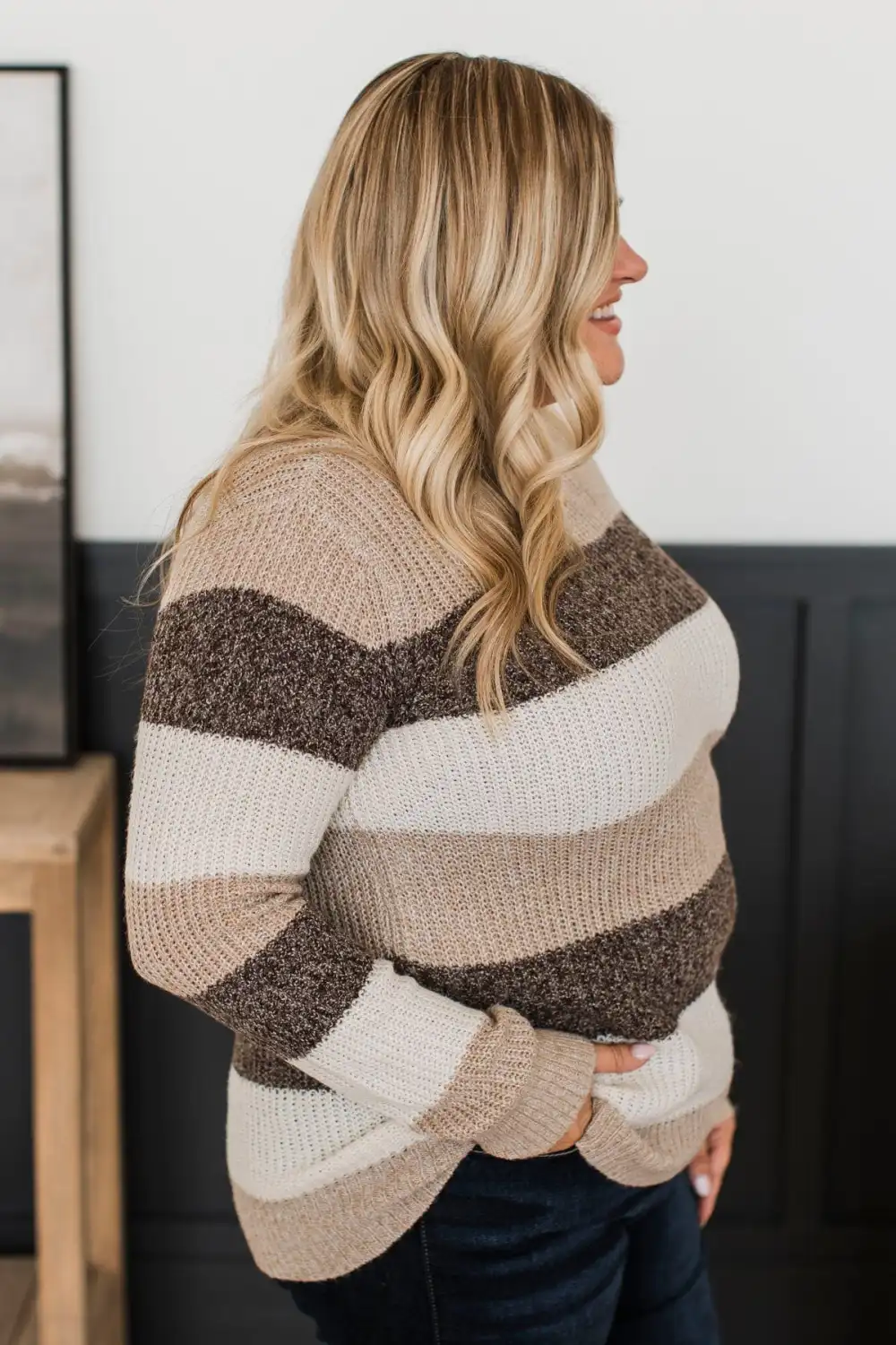 Total Favorite Color Block Sweater- Taupe & Brown