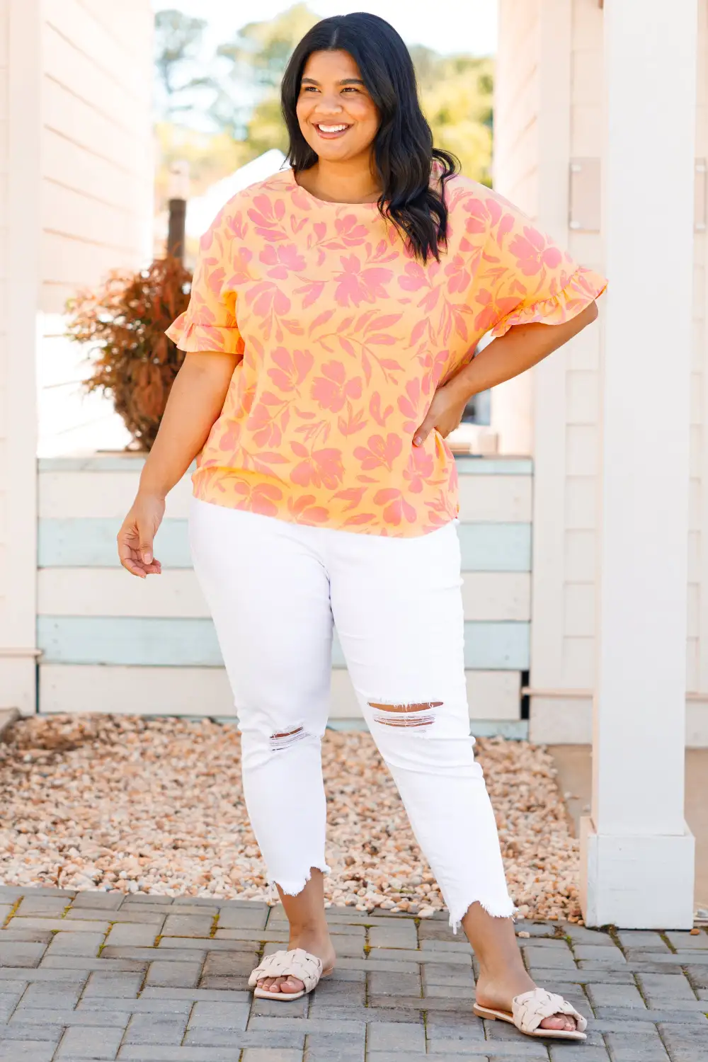 Still In Love With You Top, Apricot Floral