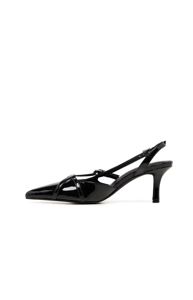 Therapy Juicy Black Patent Slingback Heels