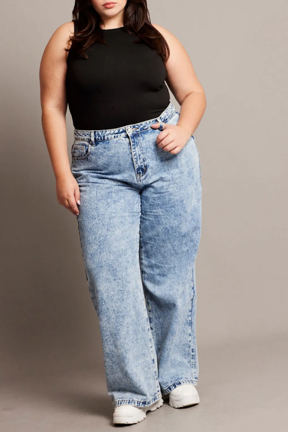 Denim Wide Leg Jeans High Rise