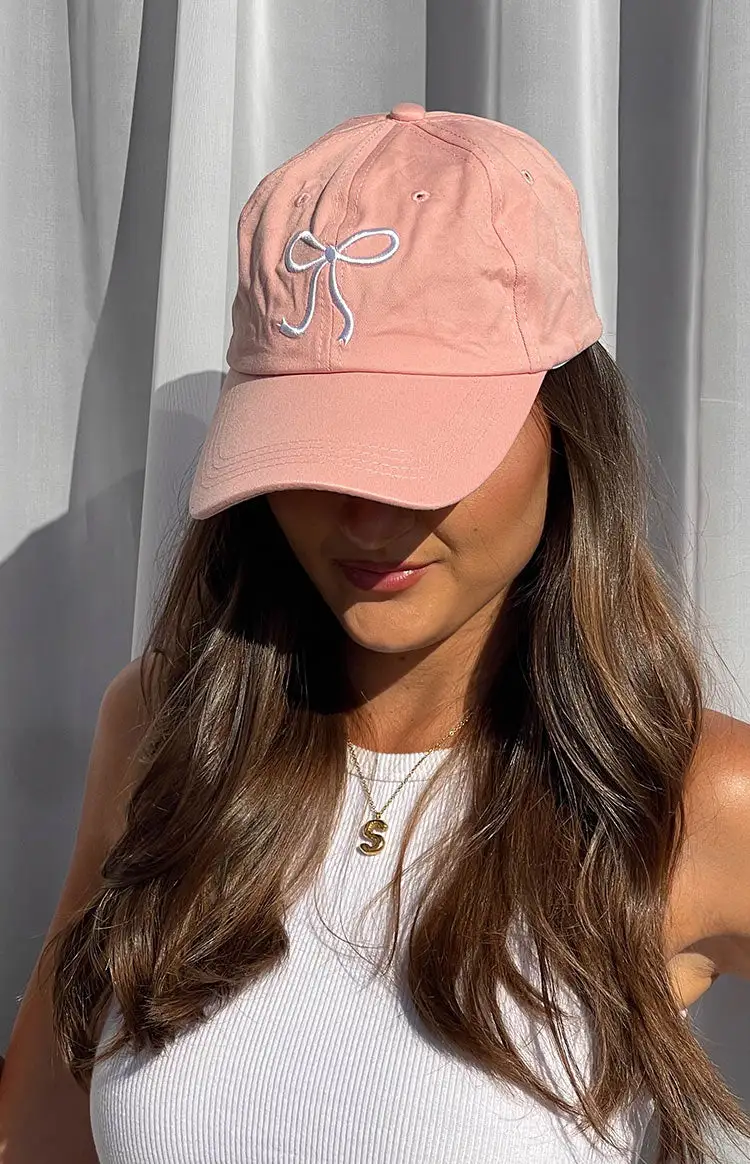 Liora Pink Embroidered Bow Baseball Cap