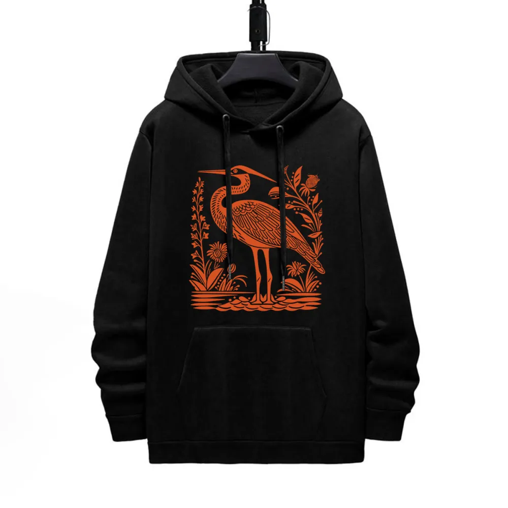 BIRD STANDING ON THE WATER PATTERN PRINTED HOODIE