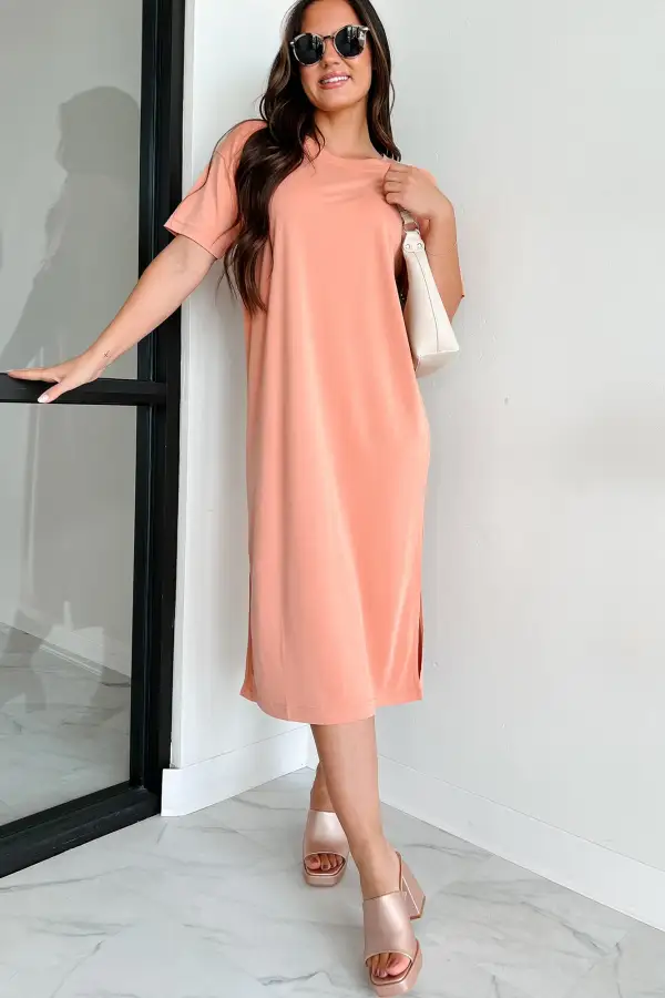 Jaylen T-Shirt Midi Dress (Dusty Clay)