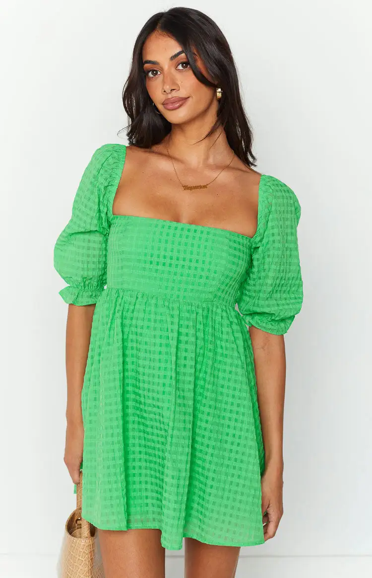 Rubi Green Babydoll Mini Dress